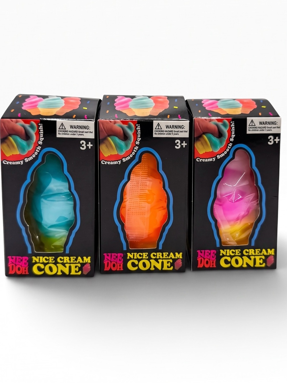 NeeDoh Nice Cream Cone Squishy Bundle Fidget Toy – 3 Piece